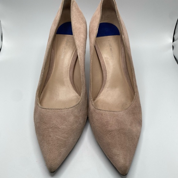 Stuart Weitzman Nude Suede Leather kitten Heels - Picture 1 of 6